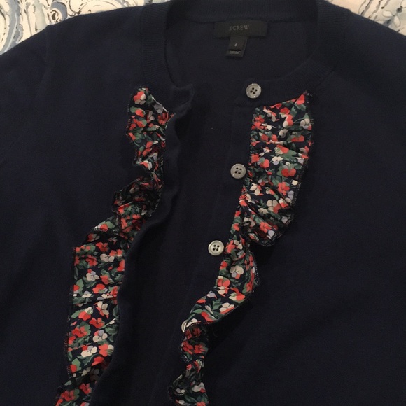 J Crew ruffle front cardigan - Picture 2 of 6